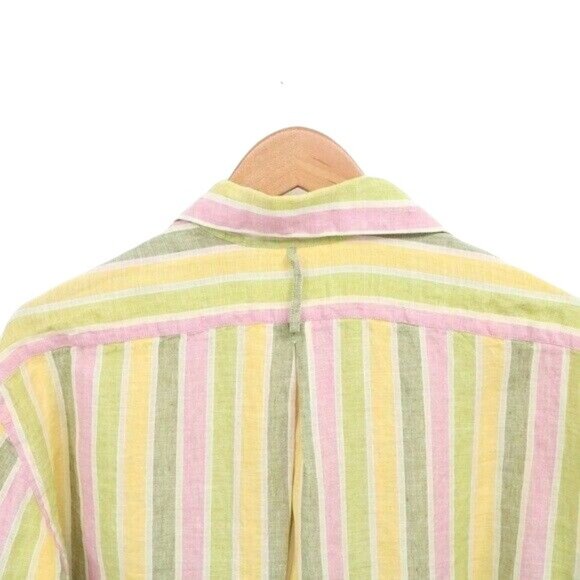 Lorenzini For Azzurro Portofino Striped Flax Linen Popover Top XS - Picture 5 of 5